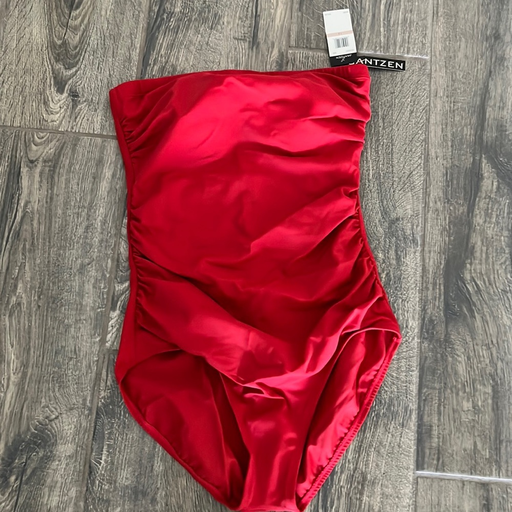 Red Jantzen one piece swimsuit